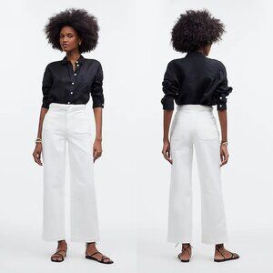 Madewell x Lisa Says Gah! The Perfect Vintage Wide-Leg Crop Jean Eyelet White 25